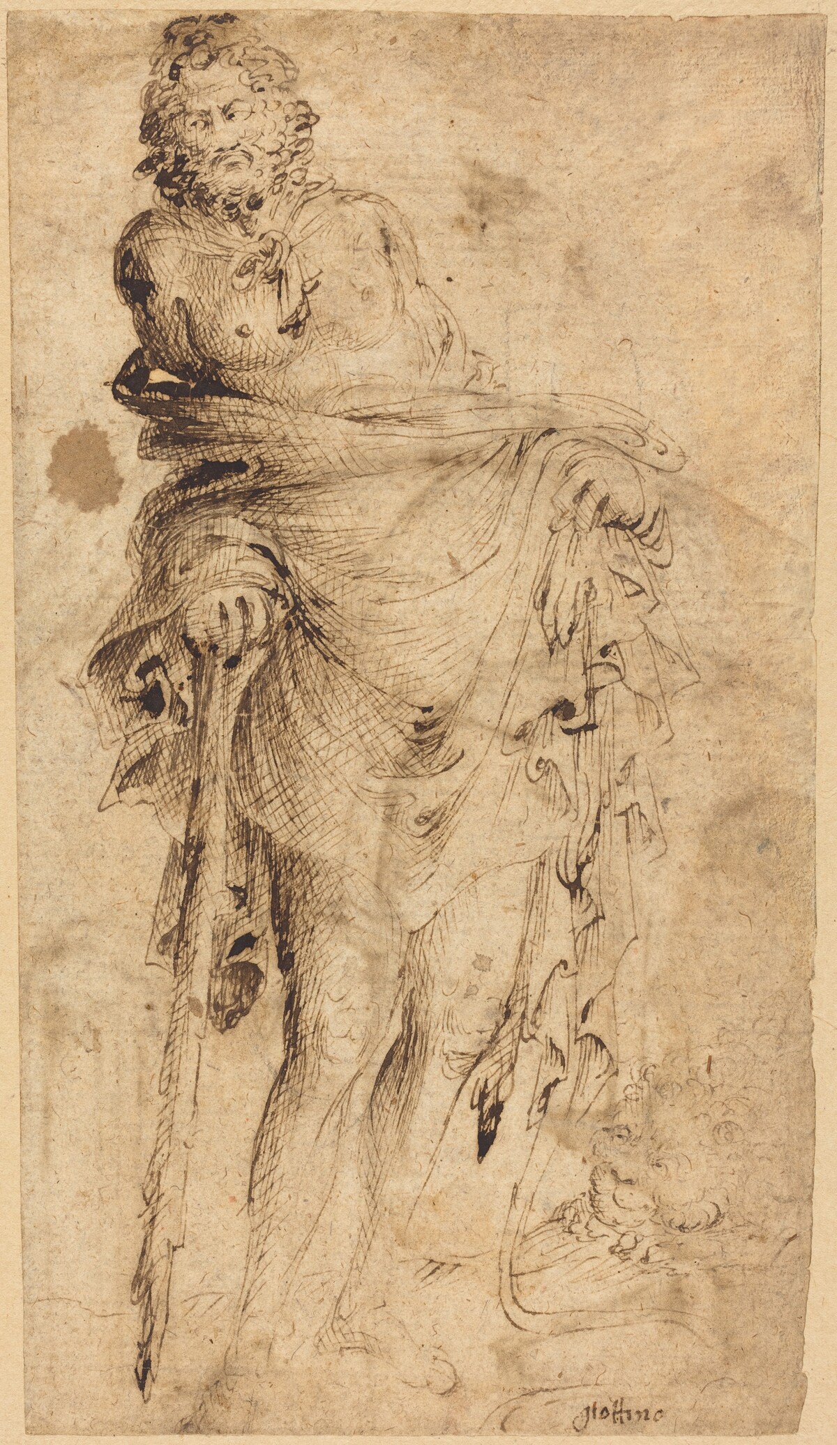Hercules Leaning on His Club [recto] by Parri Spinelli