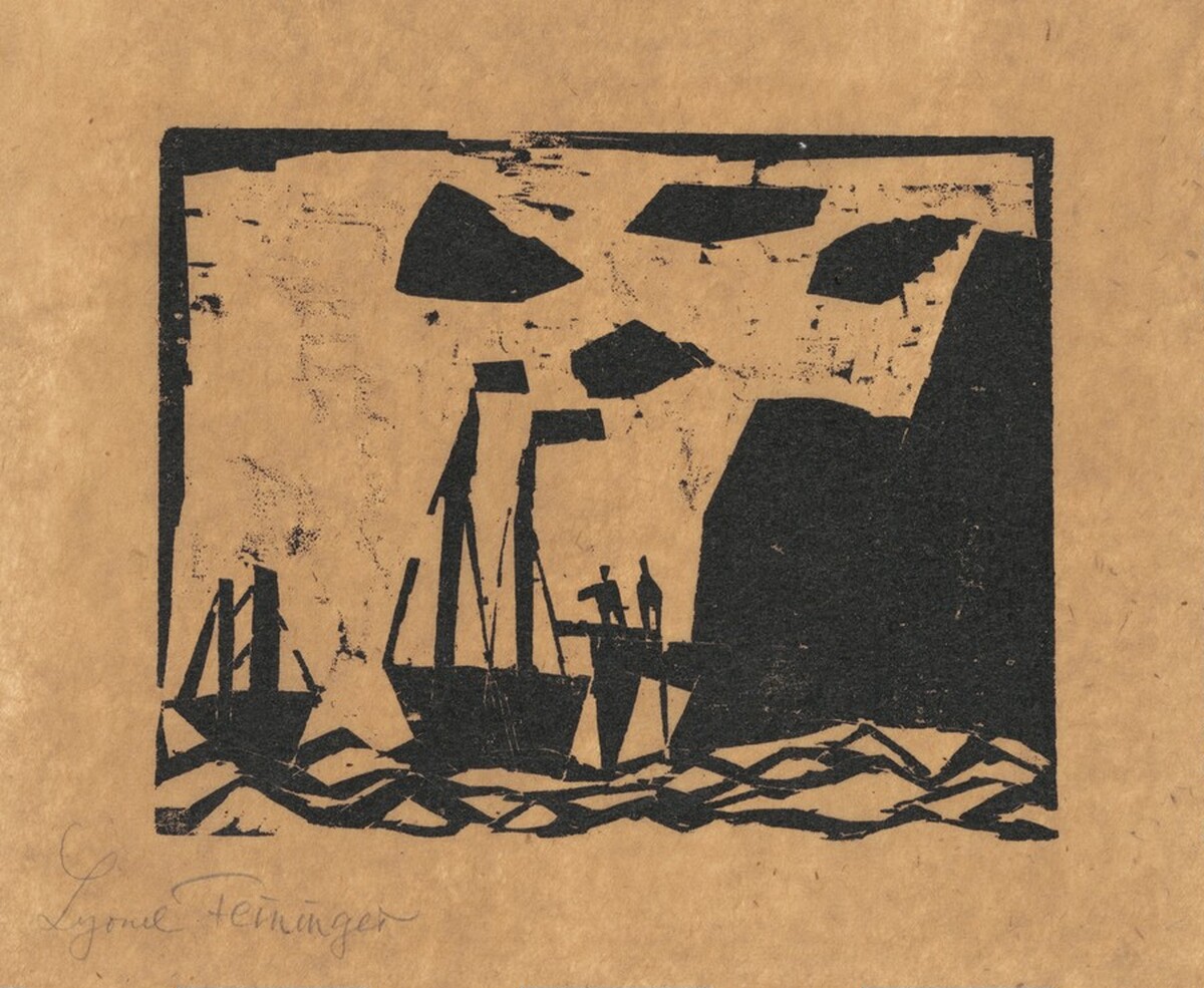 Ships Along a Rocky Coast by Lyonel Feininger
