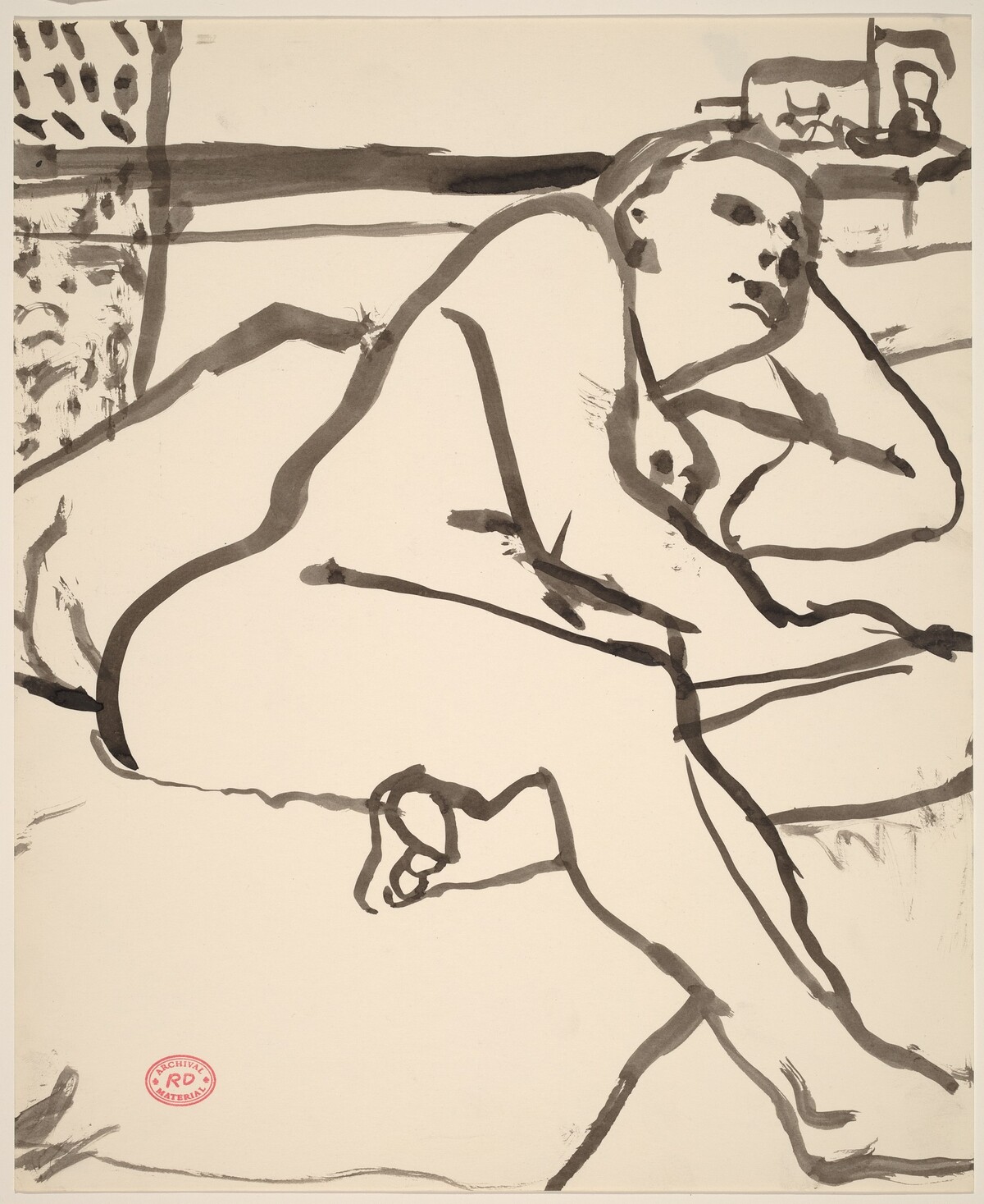 Untitled [nude reclining on her left side] by Richard Diebenkorn