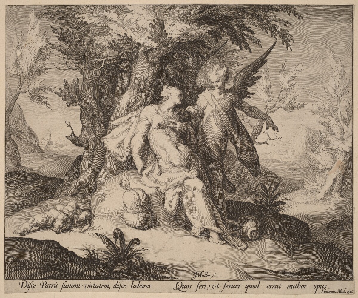 Hagar in the Desert Consoled by an Angel by Jan Muller