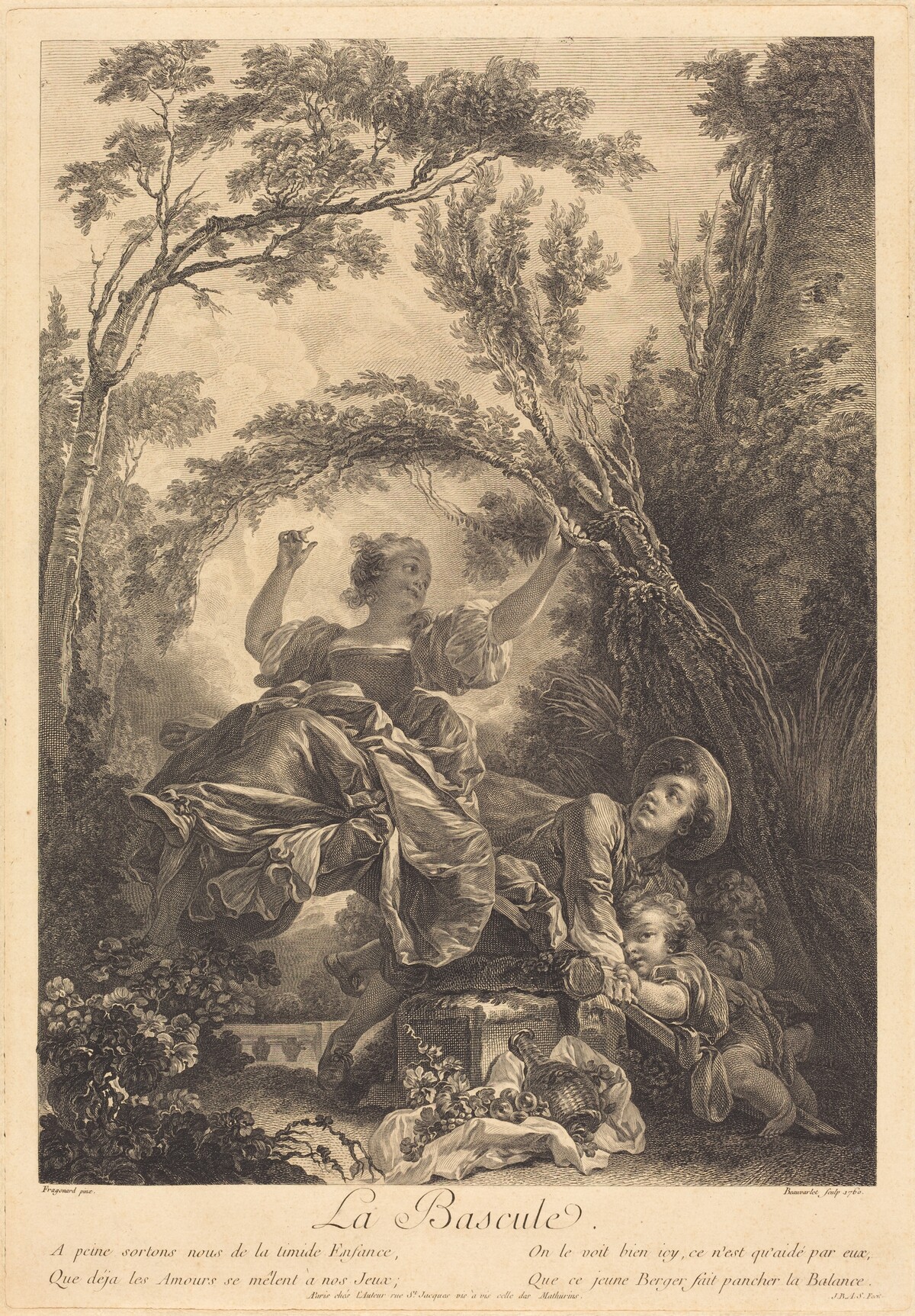 La Bascule by Jacques-Firmin Beauvarlet after Jean-Honoré Fragonard