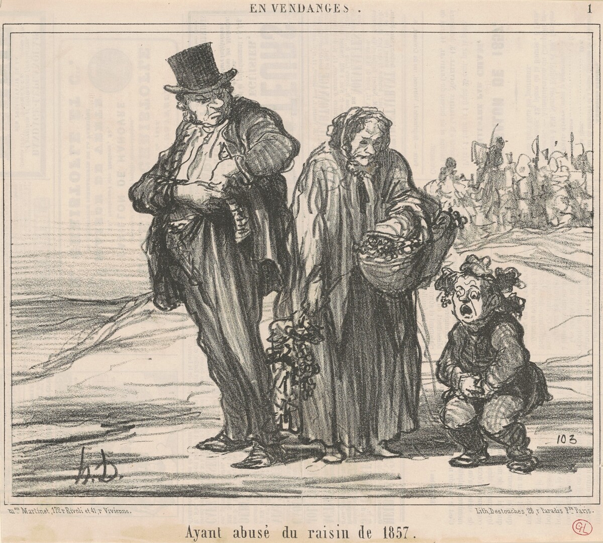 Ayant abusé du raisin de 1857 by Honoré Daumier