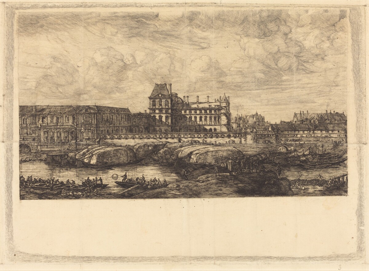 L'ancien Louvre d'après une peinture de Zeeman, 1651 (The Old Louvre, from a Painting by Zeeman, l651) by Charles Meryon, after Reinier Nooms (called Zeeman)