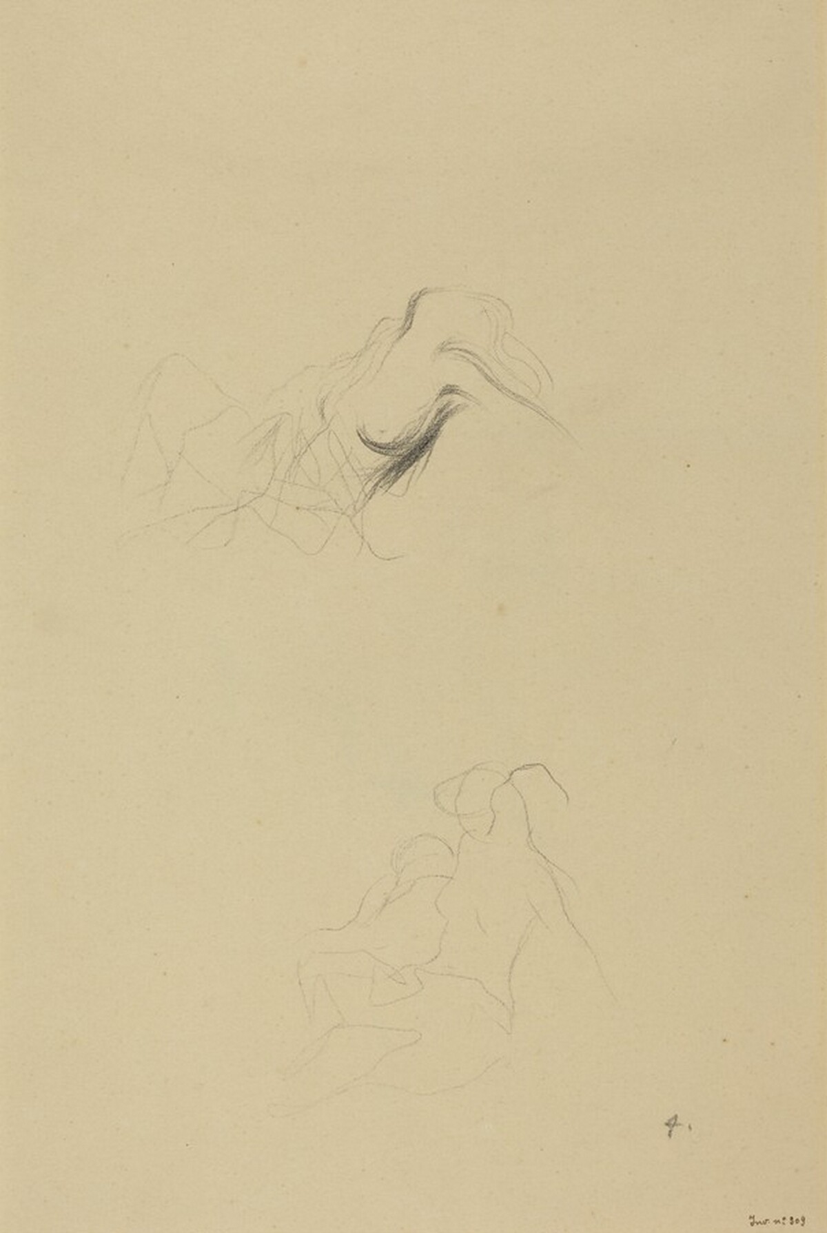 a) Sheet of Sketches (recto); b) Sheet of Sketches (verso) by Jean-Louis Forain