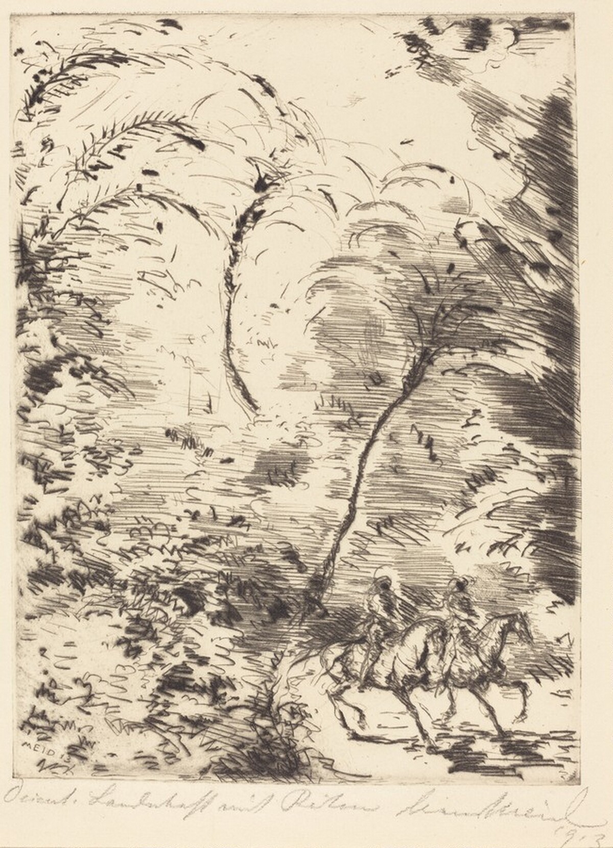 Oriental Landscape with Two Riders by Hans Meid