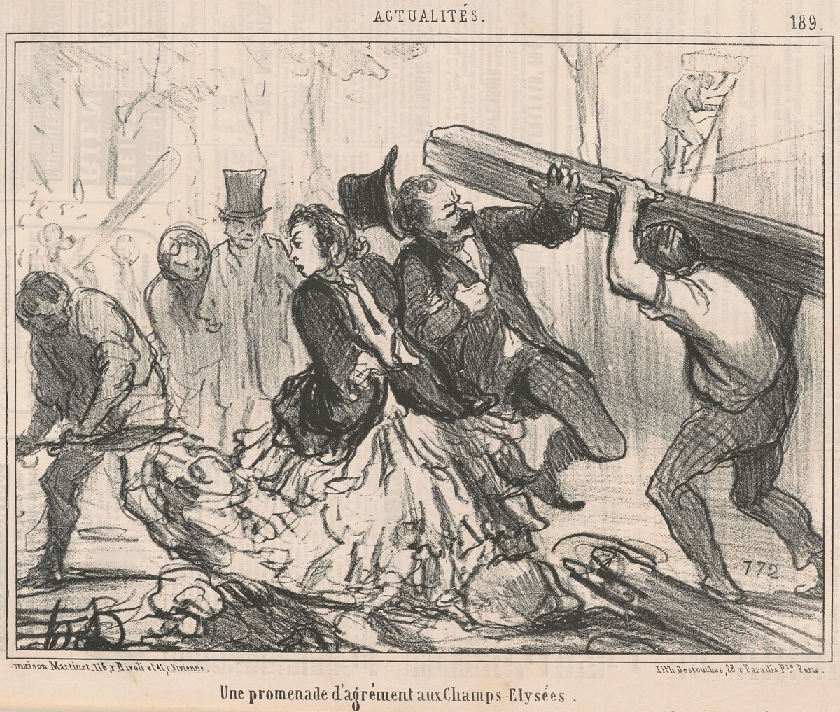 Une promenade d'argrément aux Champs-Elysées by Honoré Daumier