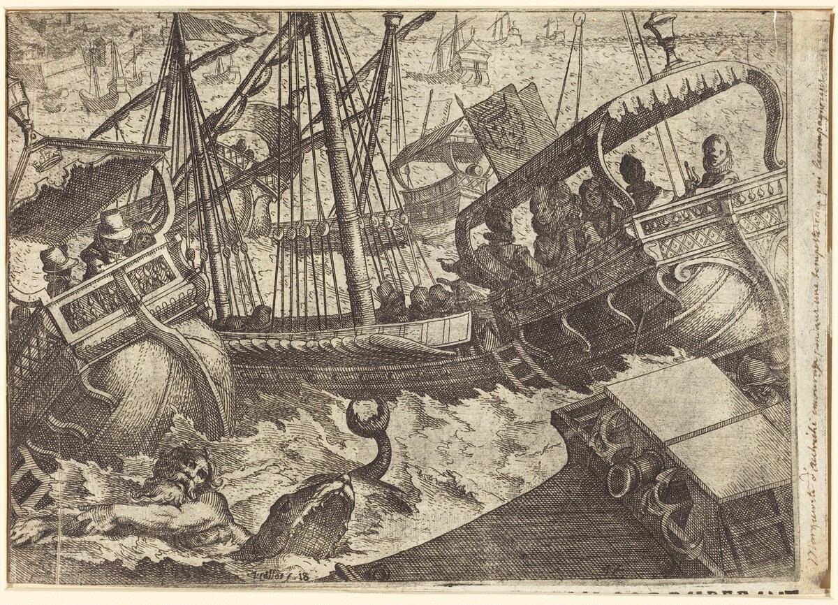 Storm off the Coast of Barcelona [recto] by Jacques Callot