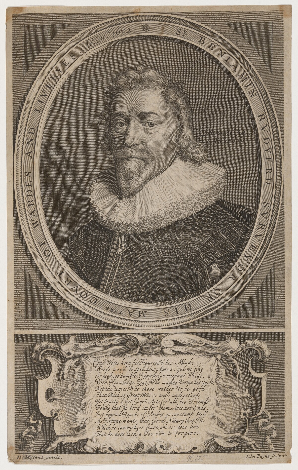 Sir Benjamin Rudyerd, Politician and Poet by John Payne, after Daniel Mytens the Elder