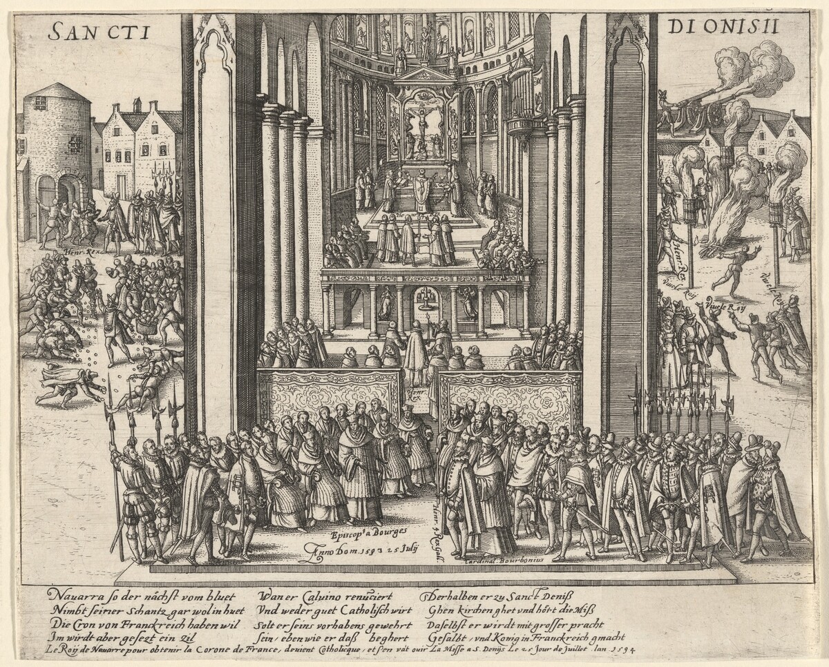 Composite Image Depicting Actions of Henri IV, King of France, upon His Abjuration of the Protestant Faith by German 16th Century