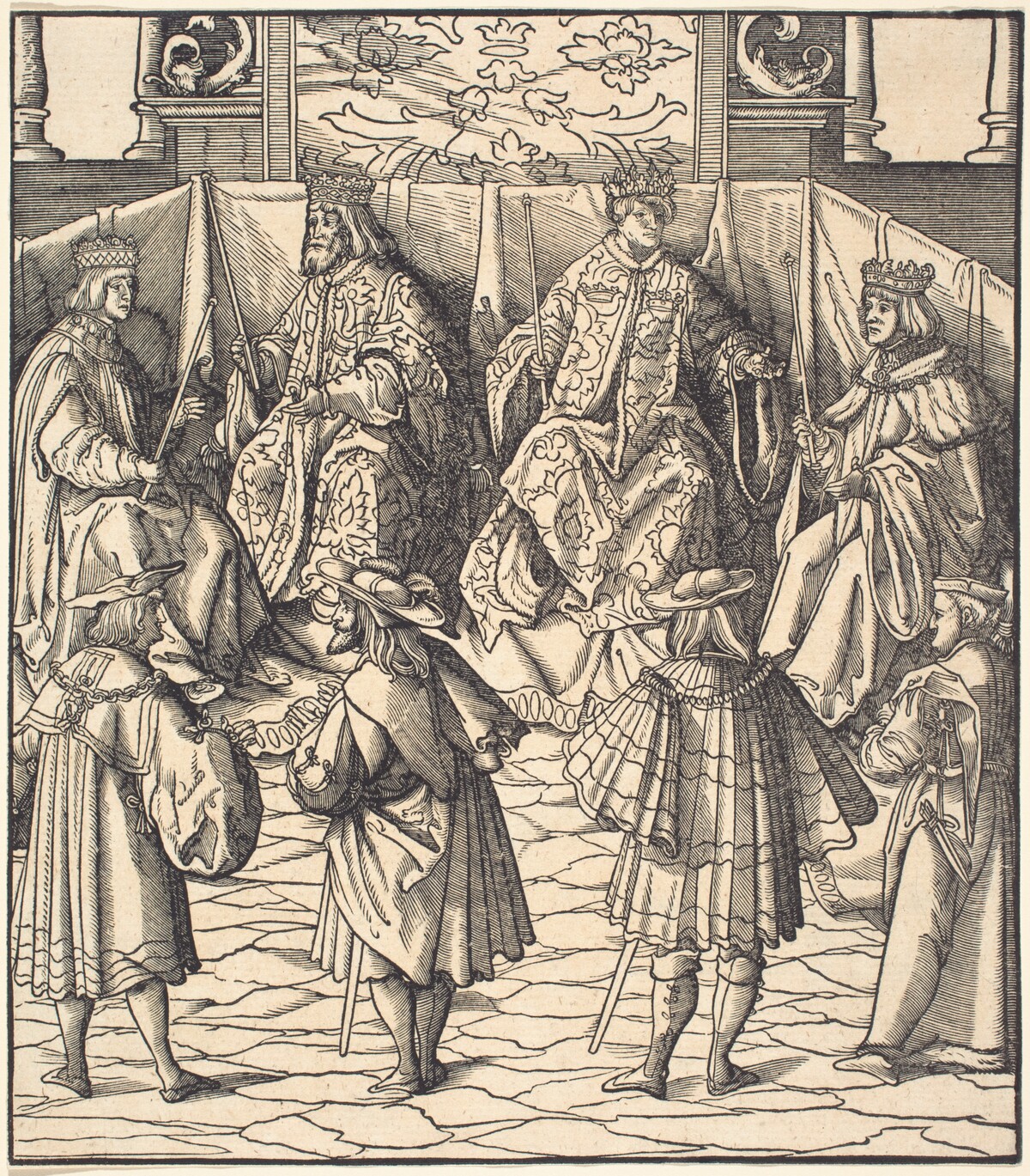 Assembly of Four Kings, in the foreground Four Men by Leonhard Beck