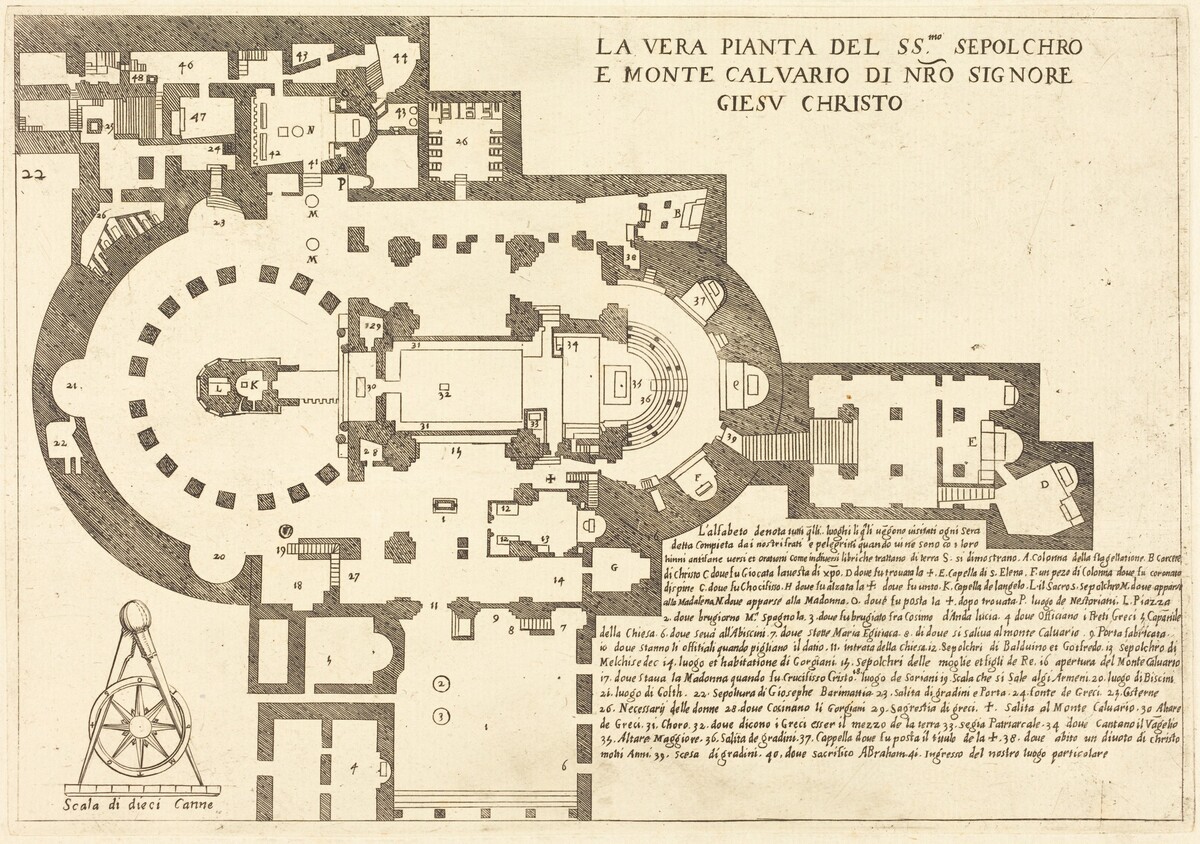 Plan of the Holy Sepulchre and Mount Calvary by Jacques Callot