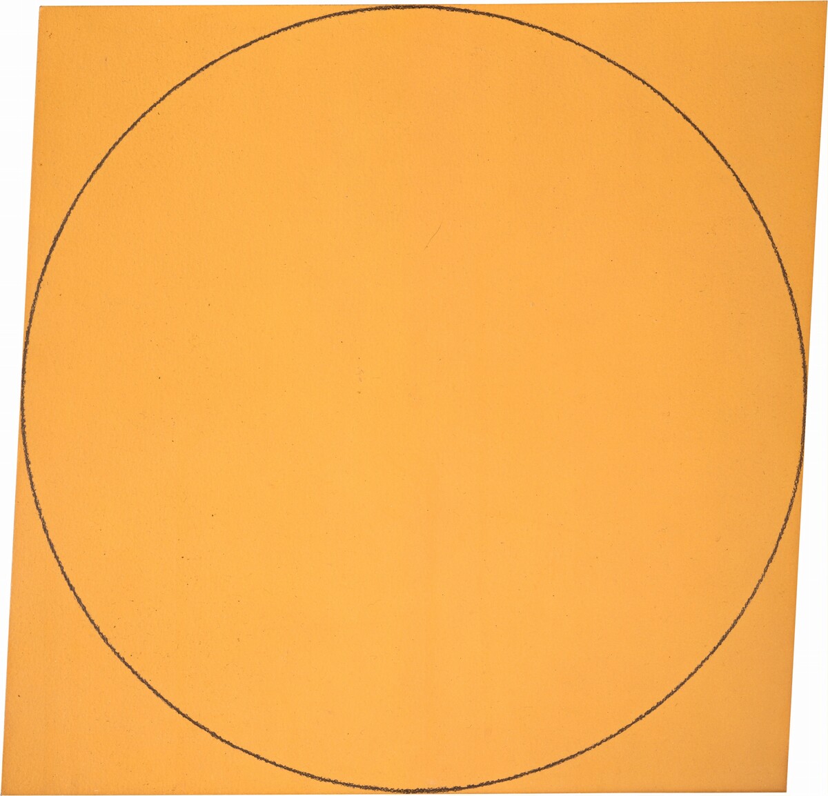 Orange Distorted Square-Circle by Robert Mangold