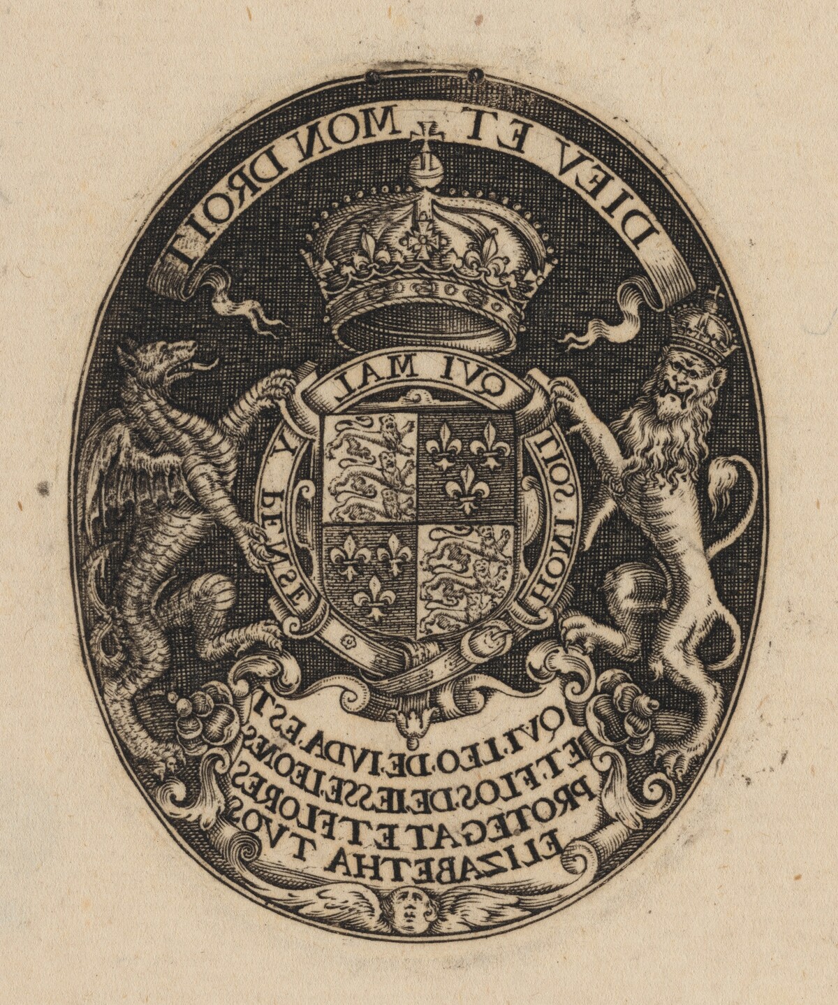Shield of Queen Elizabeth [left half] by Simon de Passe