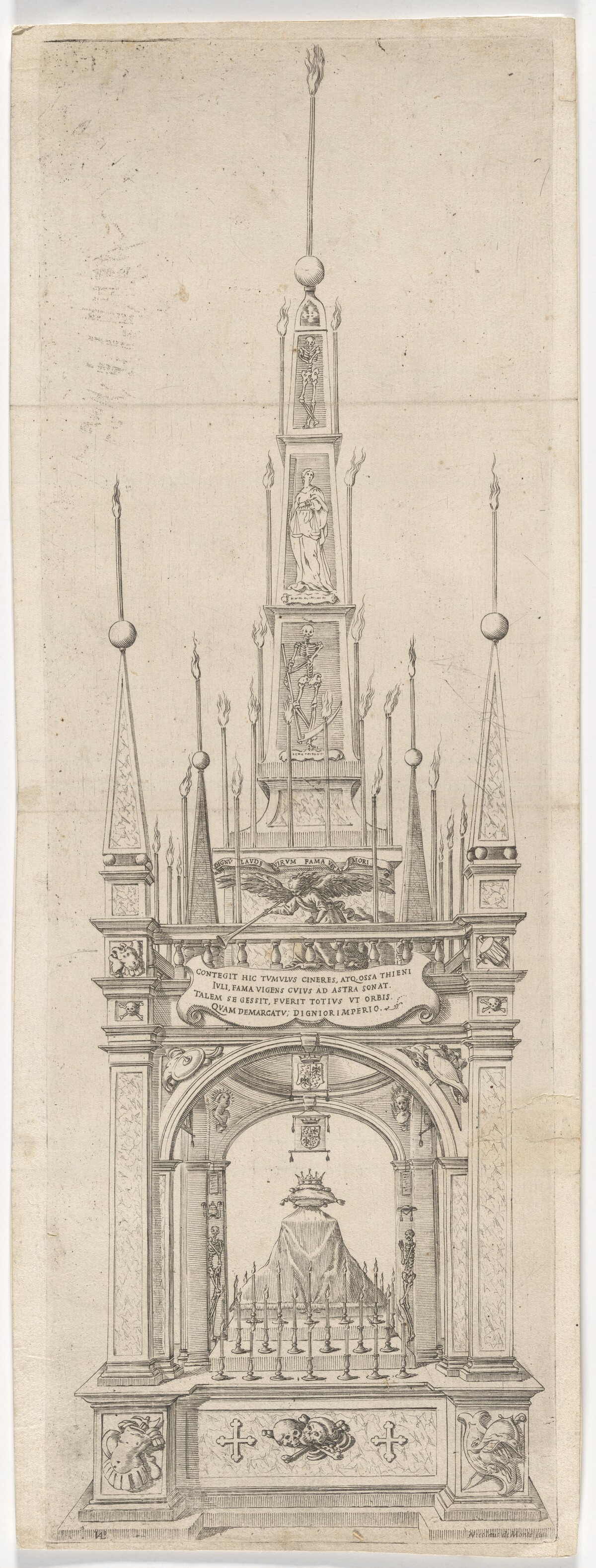 Catafalque for the Funeral of Giulio Thieni, Marquis of Scandiano by Giovanni Luigi Valesio, after Nicolaus de Monte
