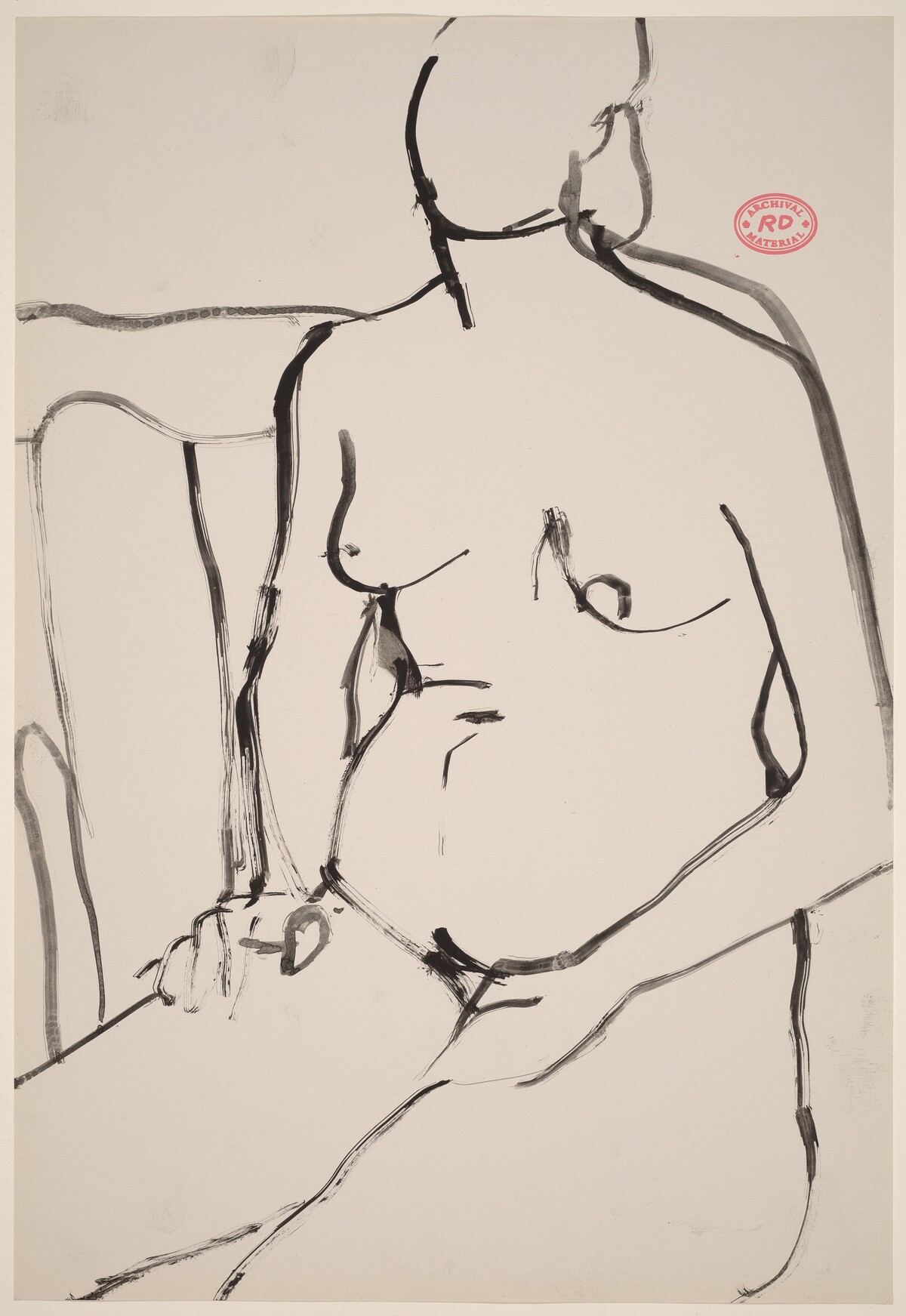 untitled [seated female nude with hands in lap] by Richard Diebenkorn