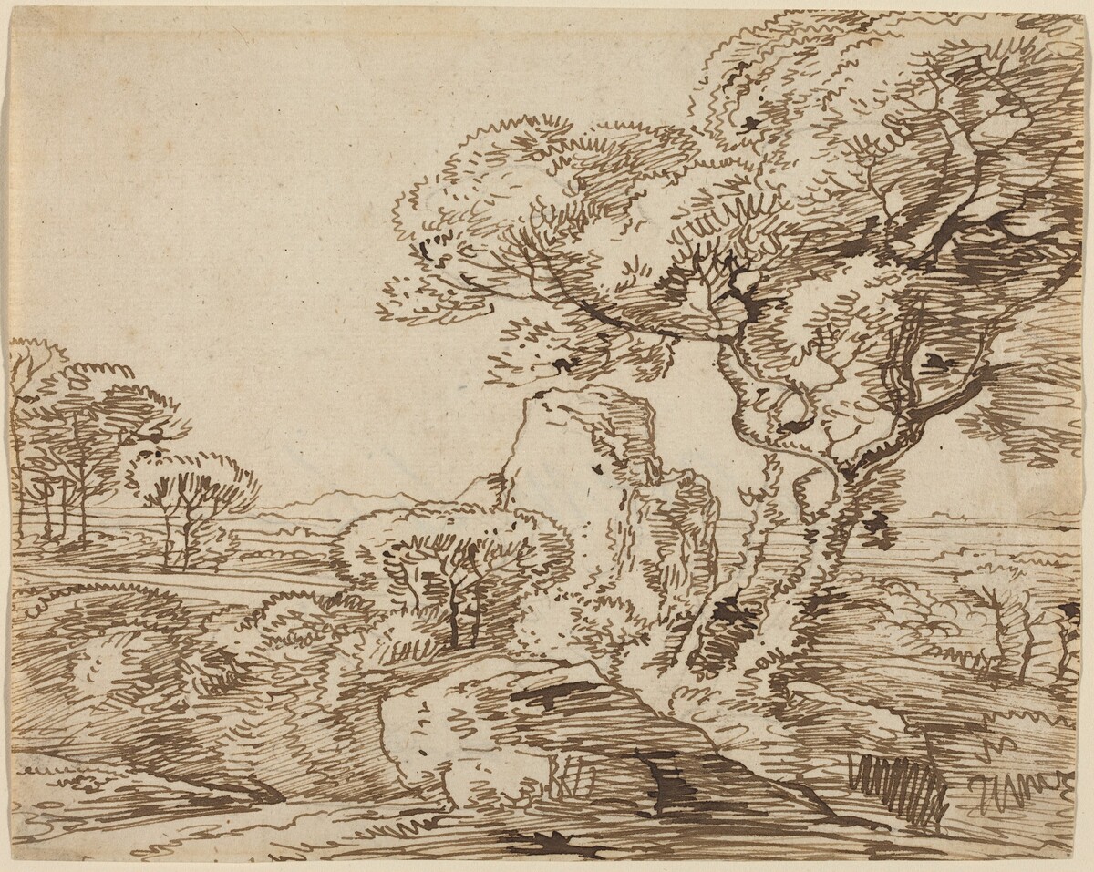 Landscape with Trees and Craggy Rocks by Franz Innocenz Josef Kobell
