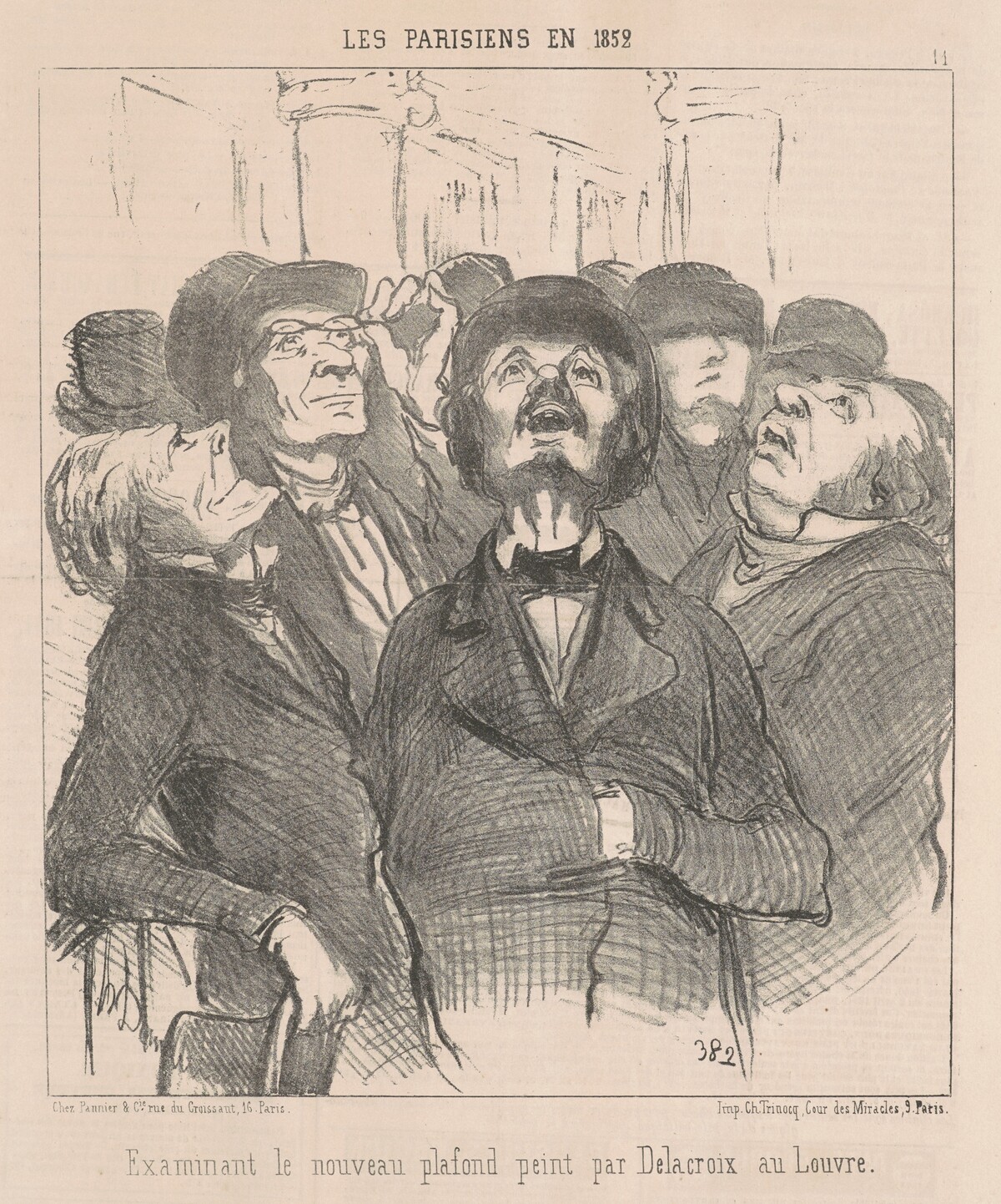 Examinant le nouveau plafond ... by Honoré Daumier