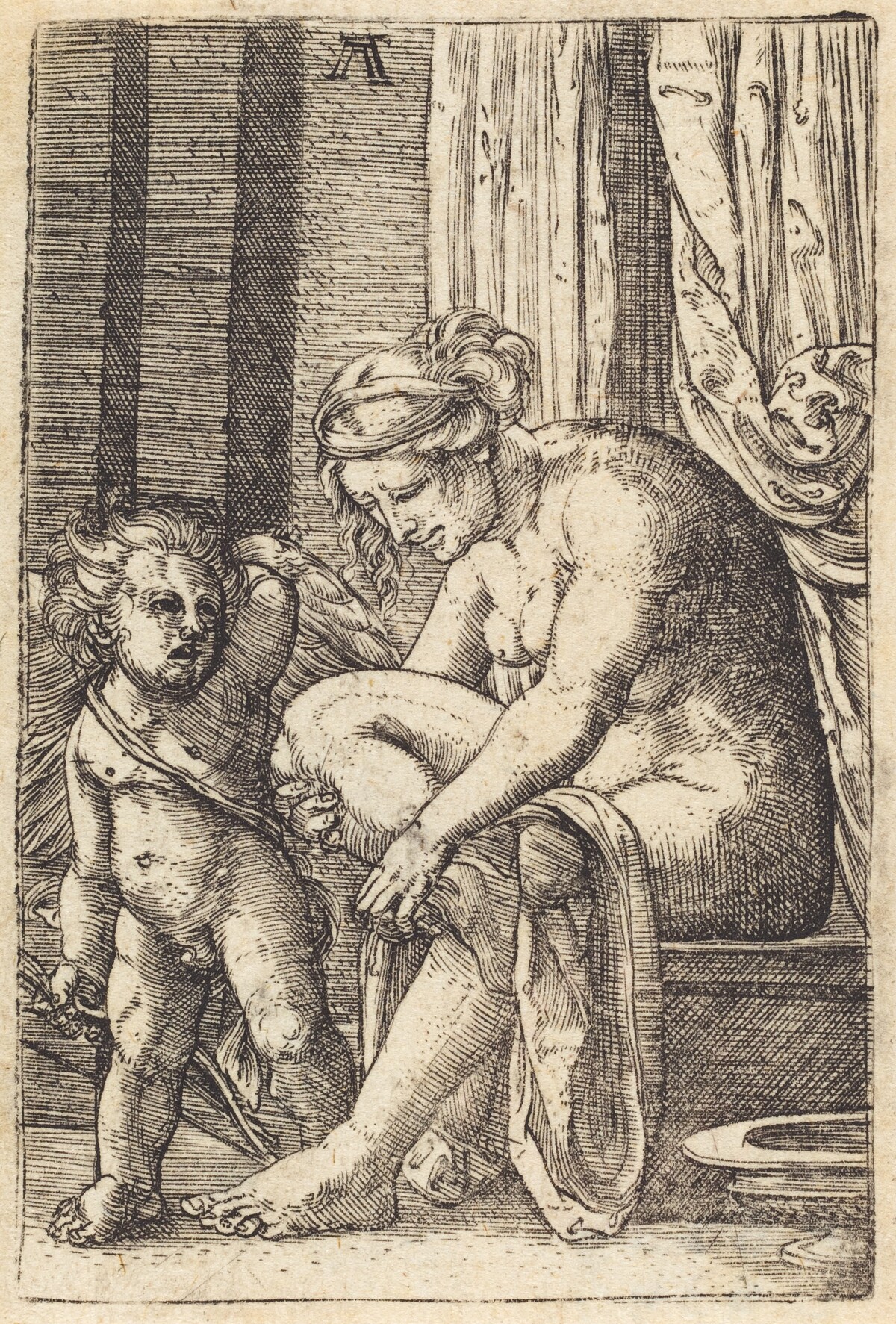 Venus after the Bath by Albrecht Altdorfer after Marcantonio Raimondi