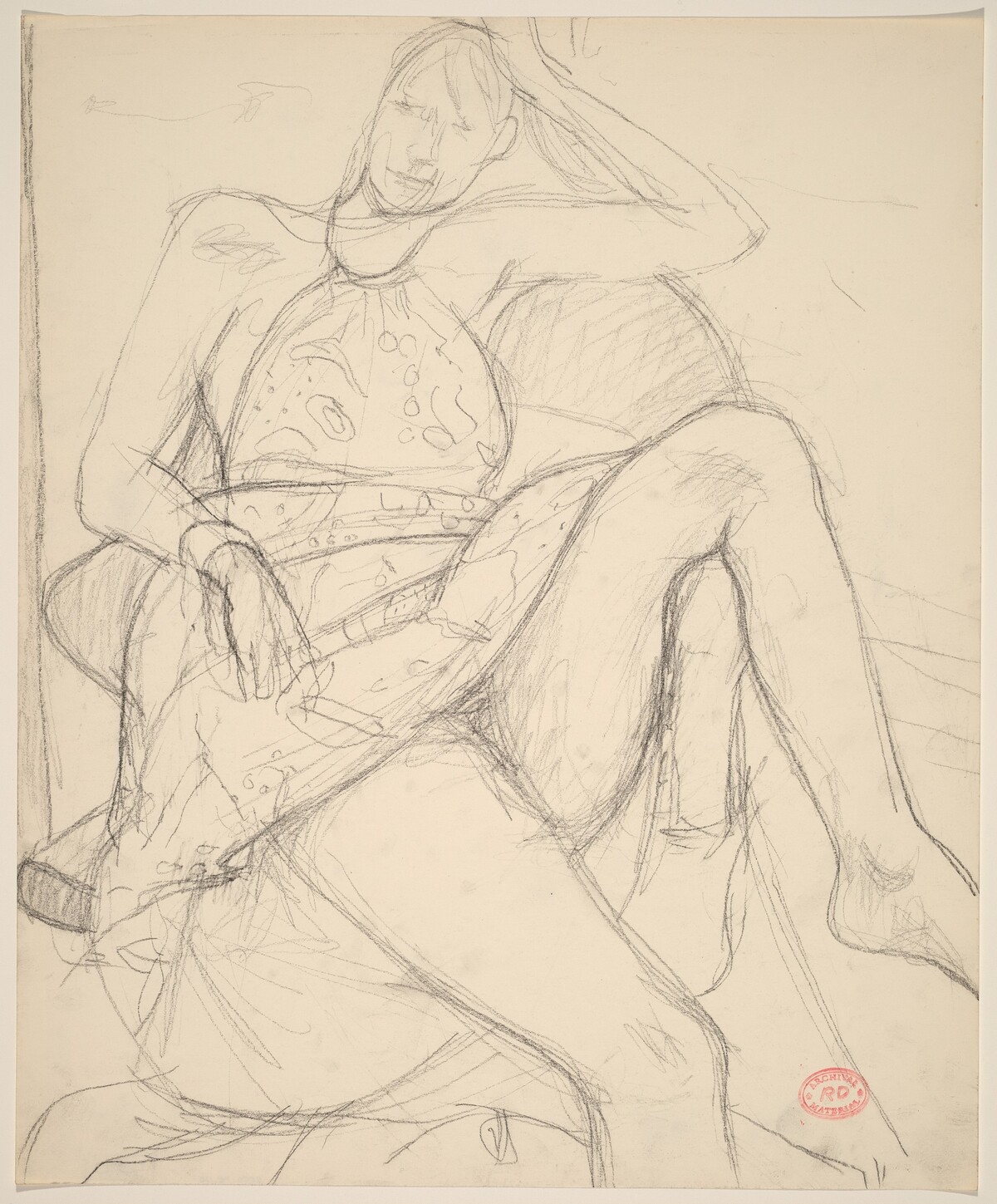 Untitled [seated woman in a summer dress] by Richard Diebenkorn