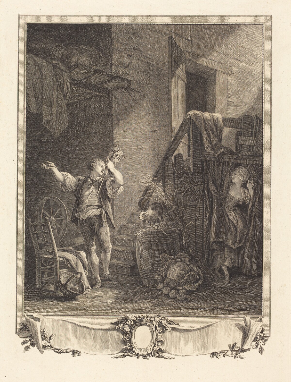 Rose et Colas by Jean-Baptiste Blaise Simonet after Pierre-Antoine Baudouin