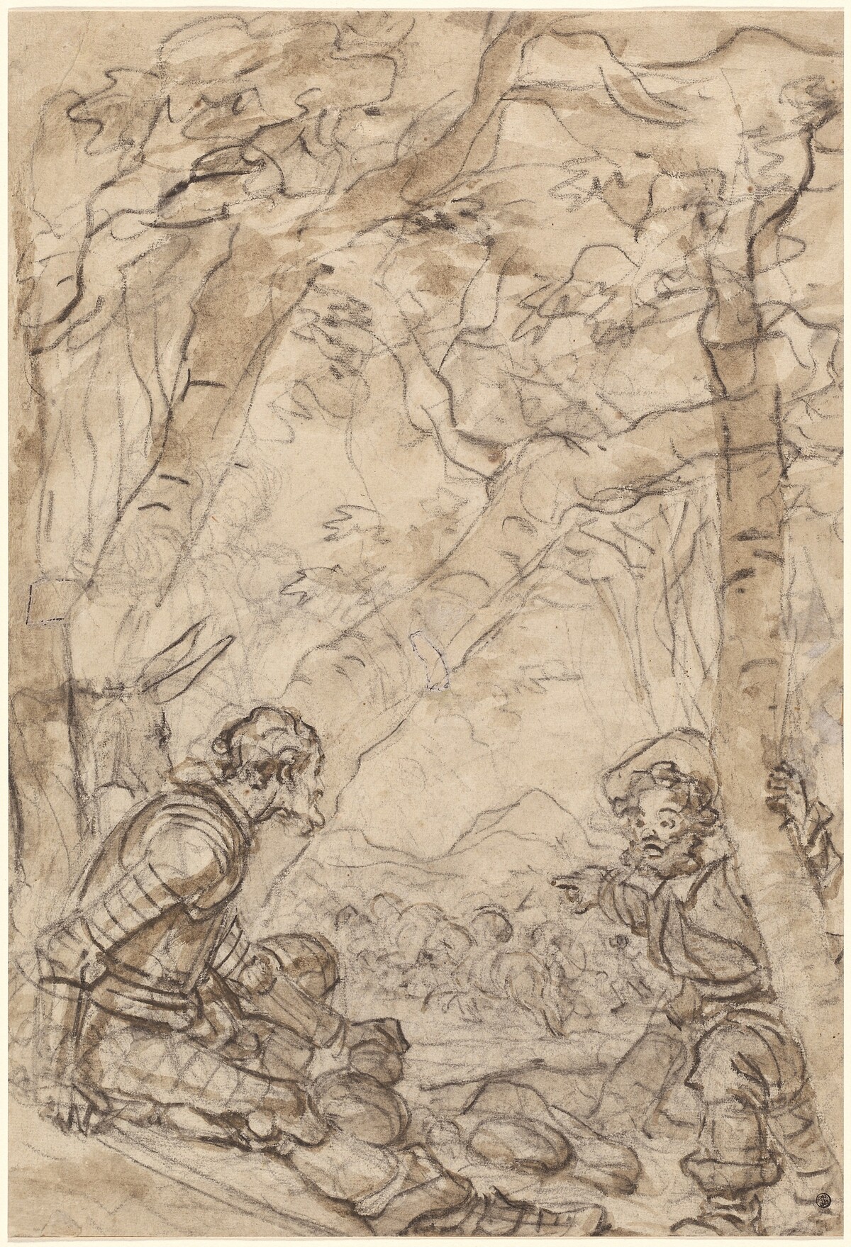 Don Quixote and Sancho Panza Witness the Attack on Rocinante by Jean-Honoré Fragonard