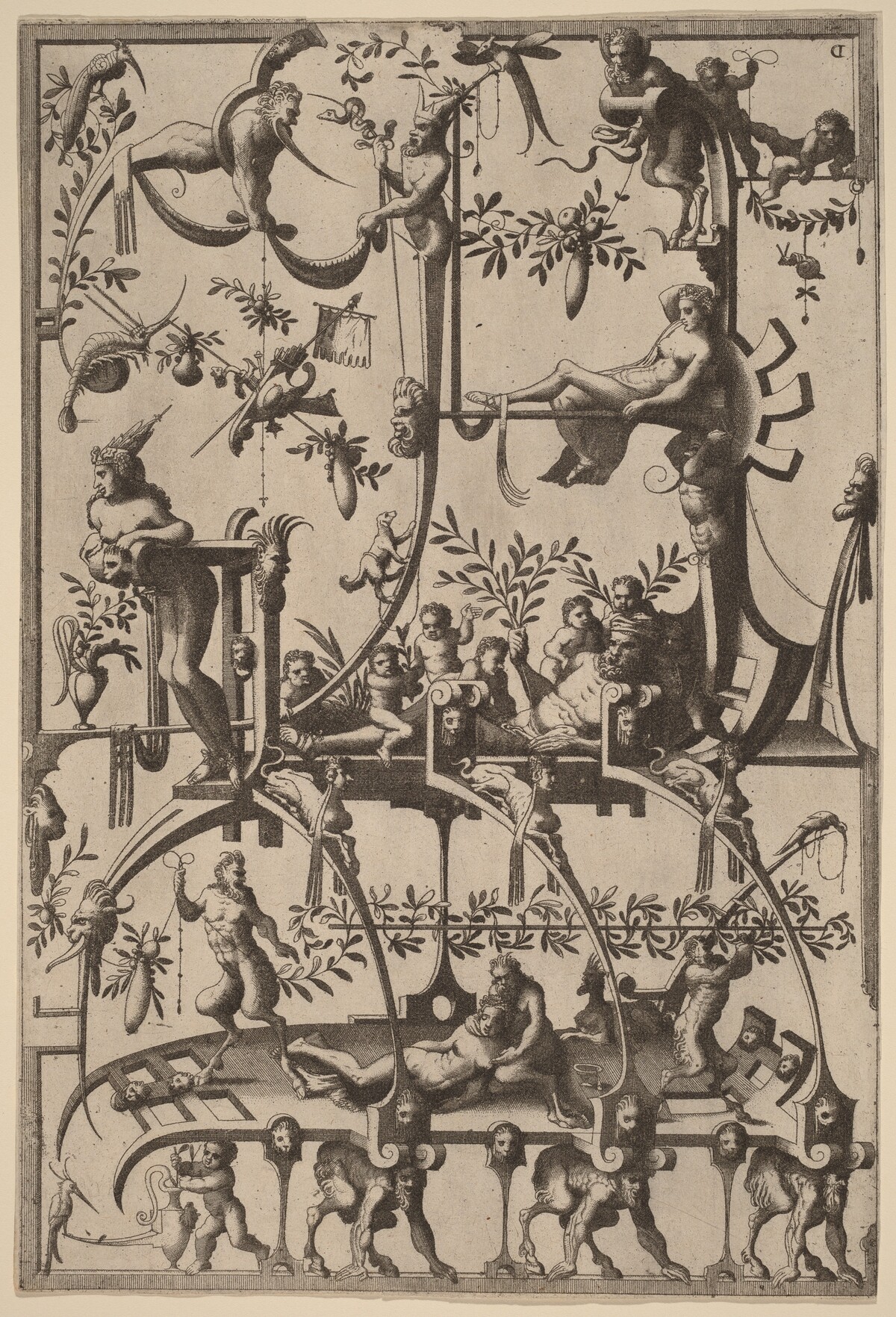 Surface Decoration, Grotesque with Strapwork by Johannes van Doetechum the Elder, and Lucas van Doetechum, after Cornelis Floris II