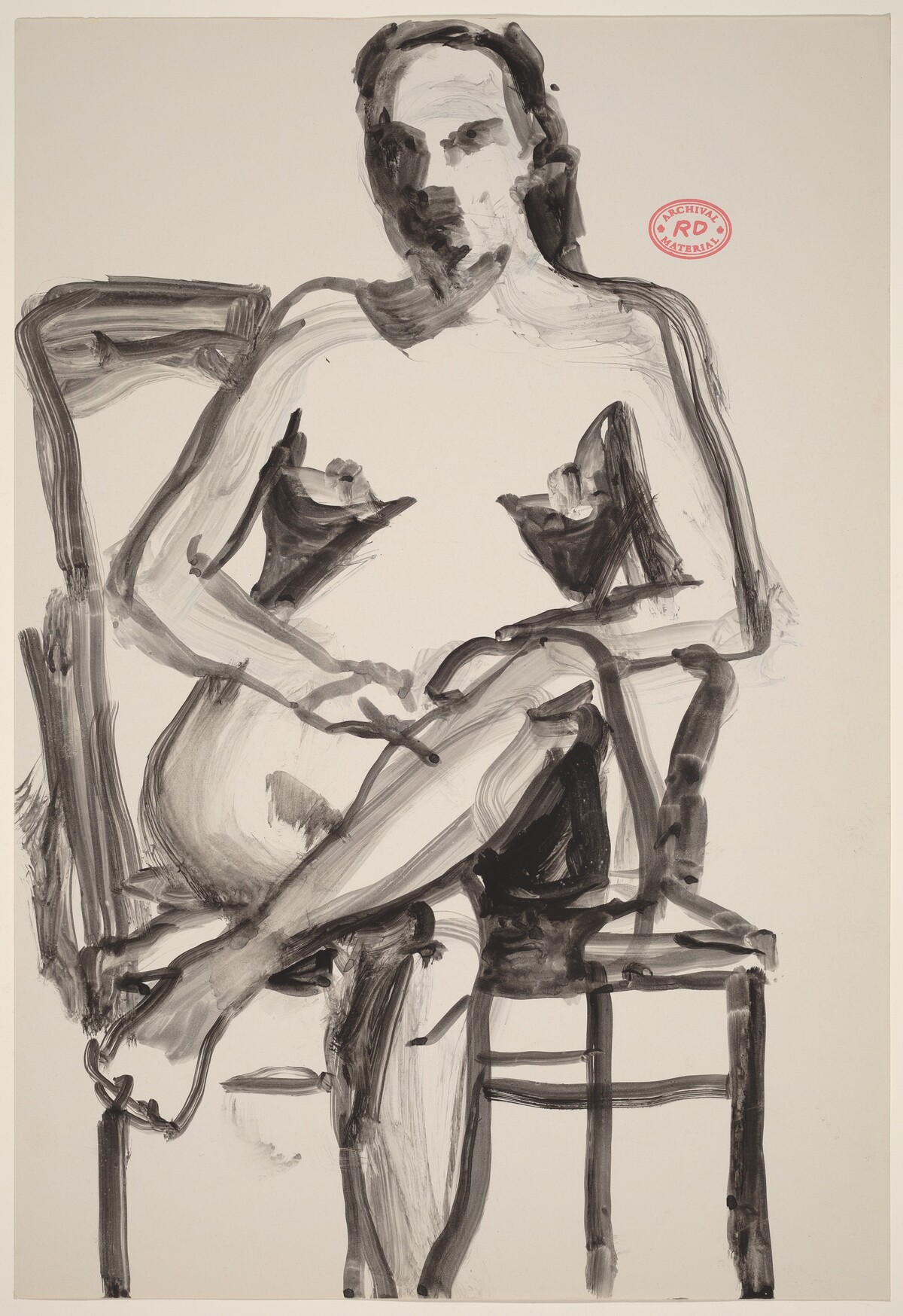 Untitled [nude seated in an armchair and crossing her legs] by Richard Diebenkorn