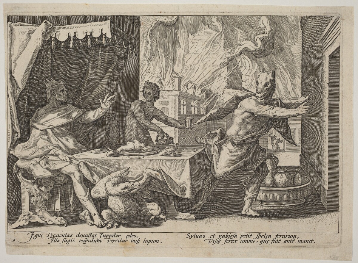 Lycaon Changed into a Wolf by Workshop of Hendrick Goltzius, after Hendrick Goltzius