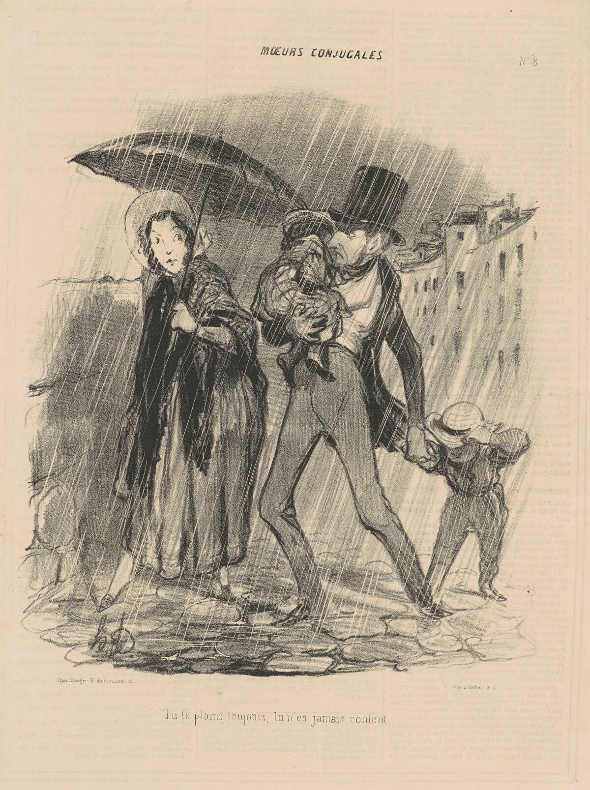 Tu te plains toujours, tu n'es jamais content. by Honoré Daumier