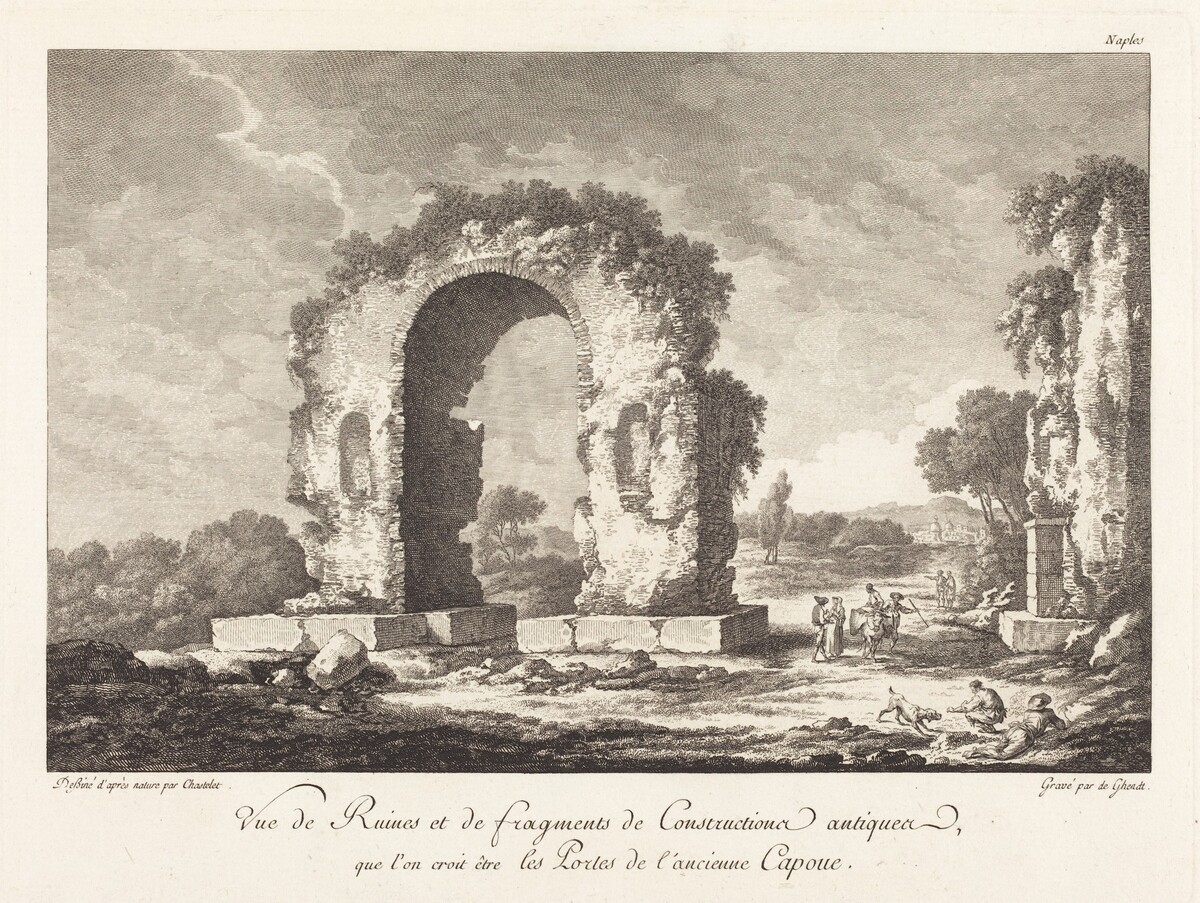 Vue de Ruines et de fragments de Construction antique...de l'ancienne Capoue by Emmanuel Jean Nepomucène de Ghendt after Claude-Louis Châtelet