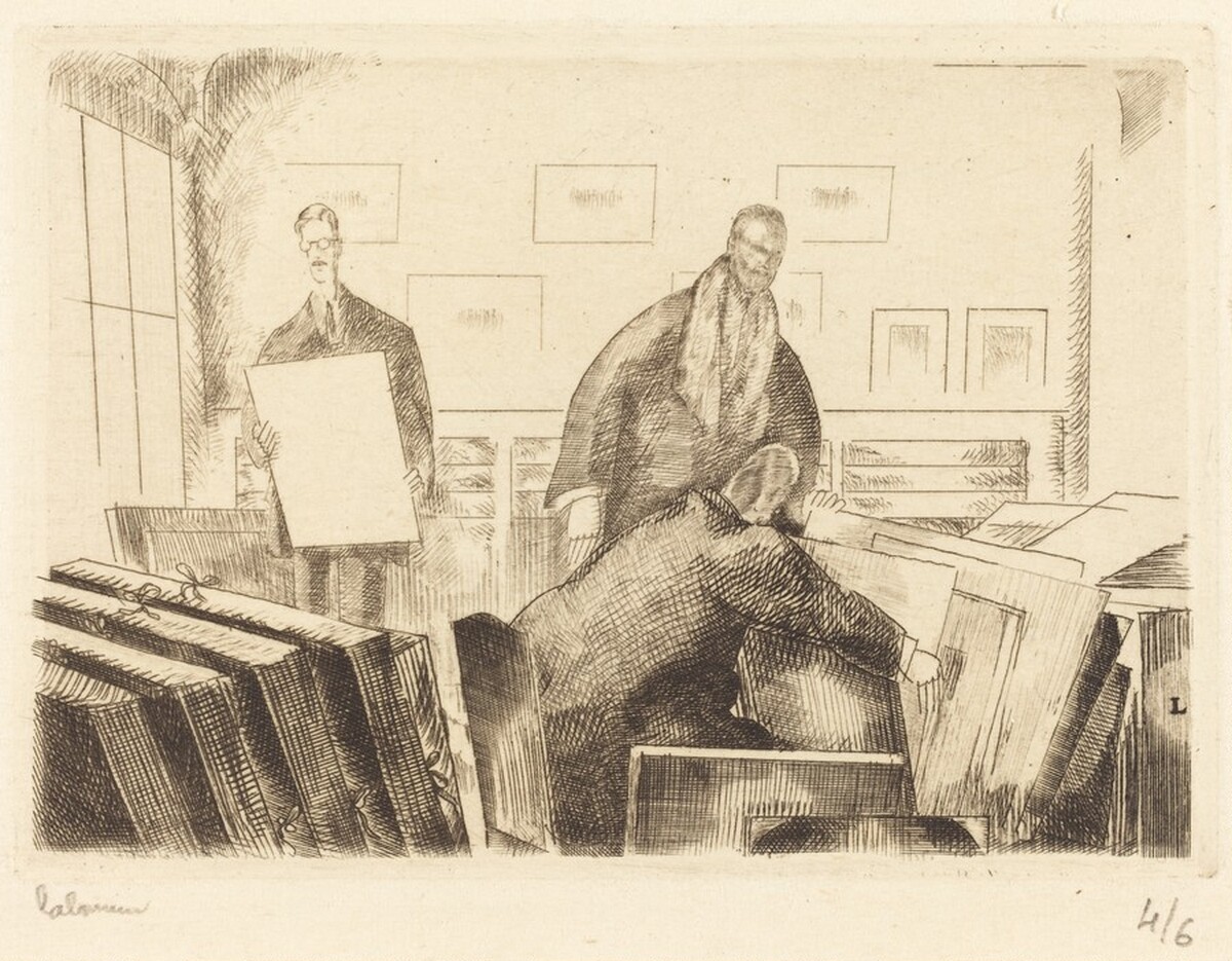 Print Connoisseurs (Les amateurs d'estampes) by Jean-Émile Laboureur