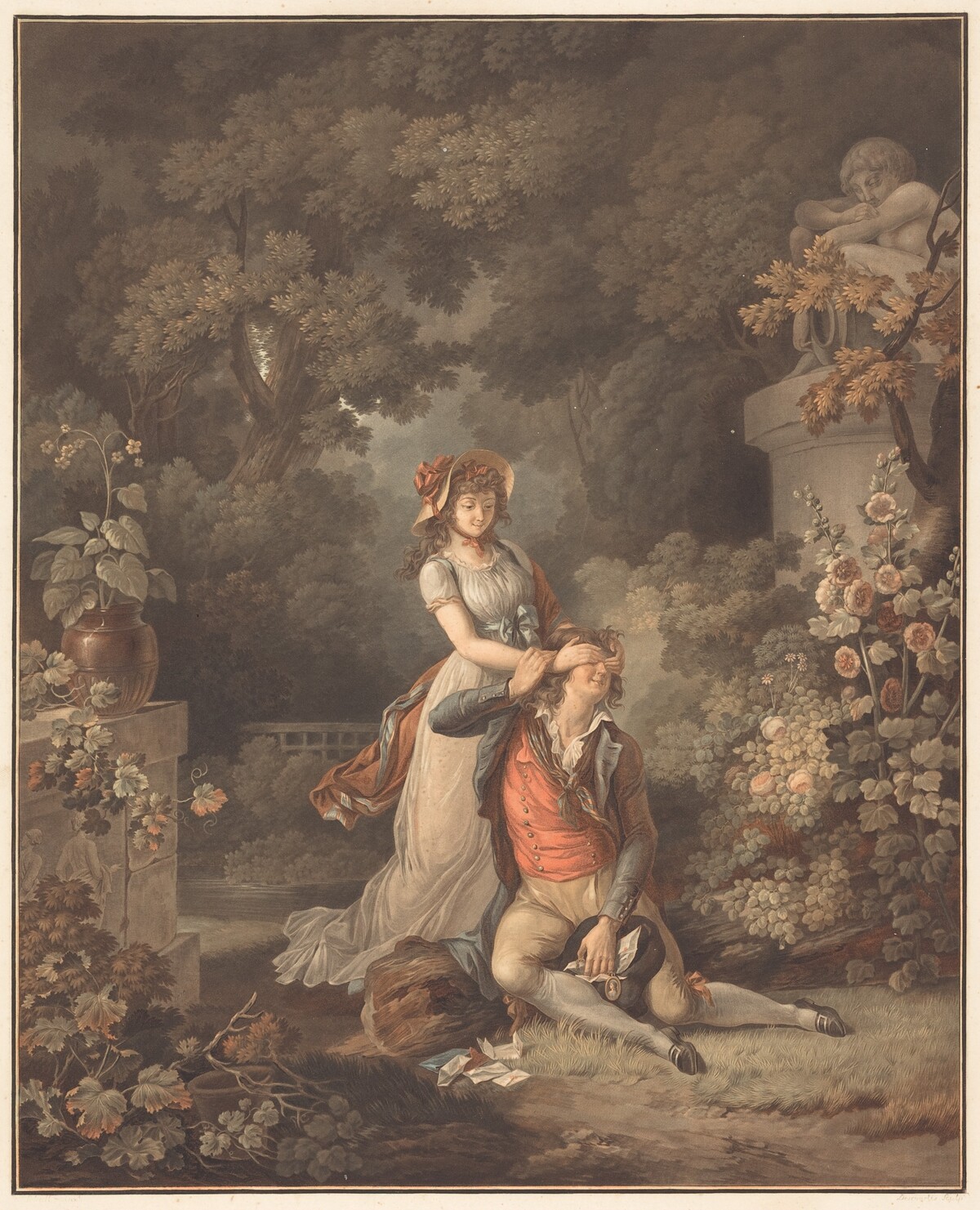 L'Amant surpris by Charles-Melchior Descourtis after Jean Frederic Schall
