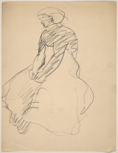 Seated Woman, Three-quarters View to the Left, Hands on Lap
