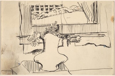 Vase of Flowers with Window View Behind