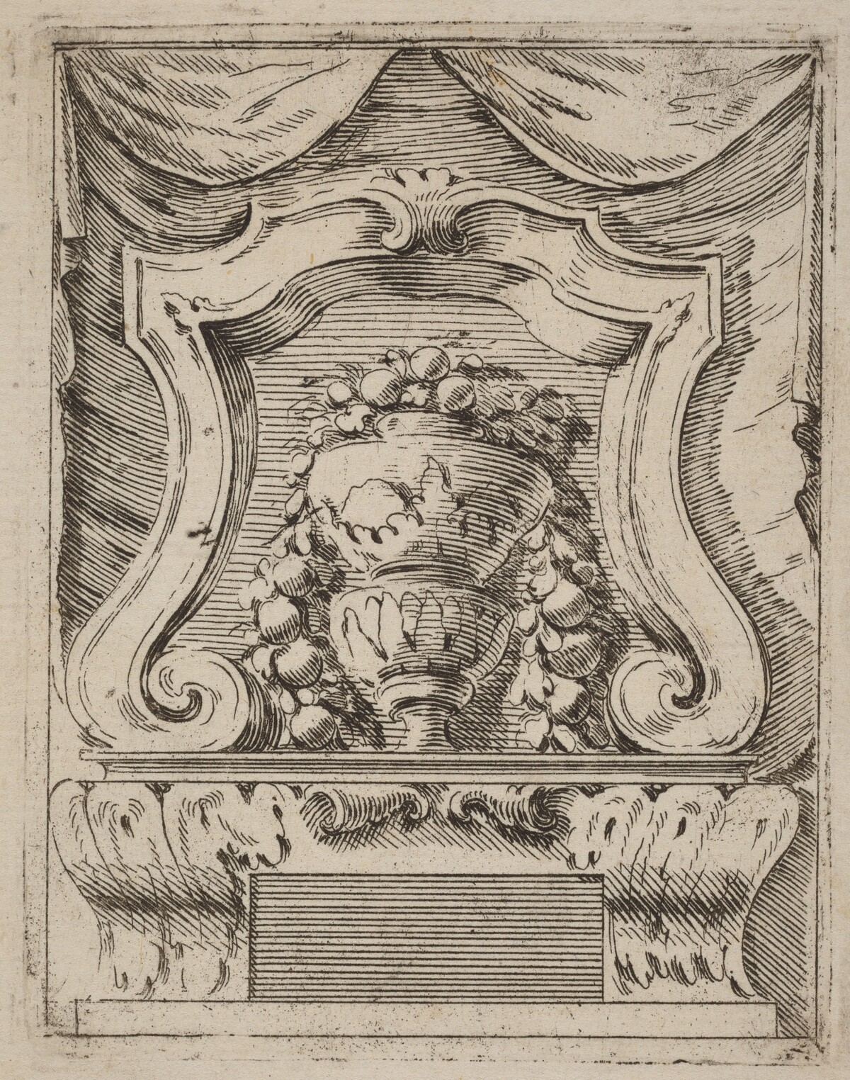 Architectural Motif with Fruit in a Vase by Carlo Antonio Buffagnotti