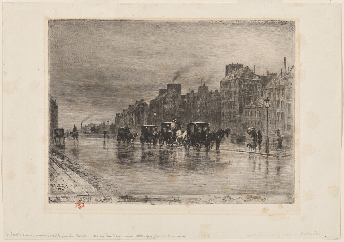 Une Matinée d'Hiver au Quai de l'Hôtel-Dieu (Winter Morning on the Quai de l'Hôtel-Dieu) by Félix-Hilaire Buhot