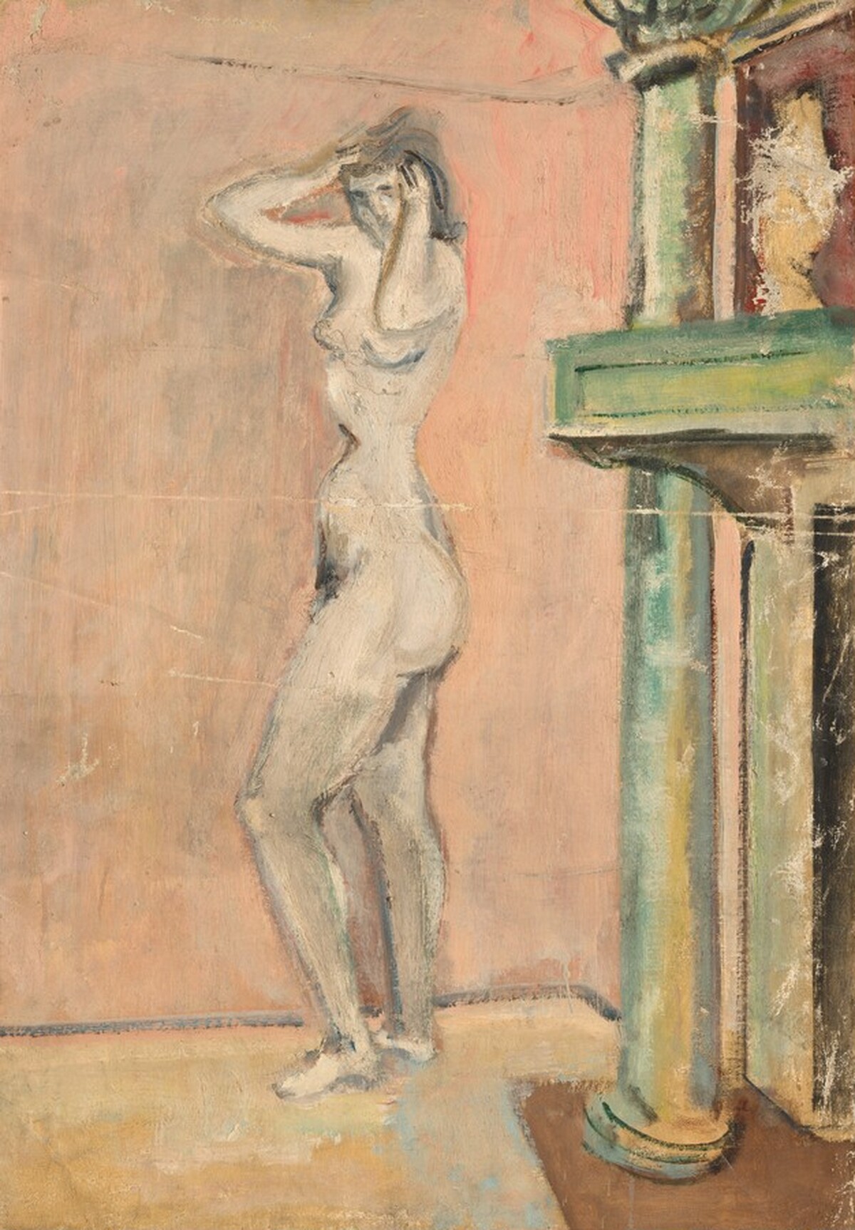 Untitled (female nude standing by a fireplace) by Mark Rothko