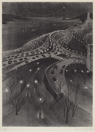Untitled (nocturne scene of West Side Highway with George Washington Bridge)