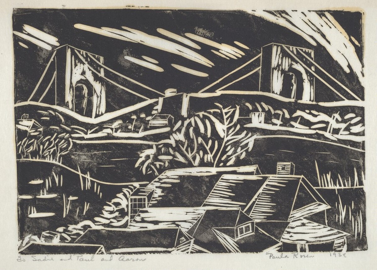 Untitled (Bridge and Houses) by Unknown