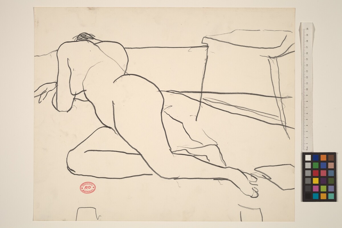 Untitled [reclining nude resting on her side and arms] by Richard Diebenkorn