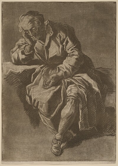 A Seated Elderly Man Asleep