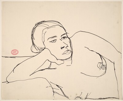 Untitled [nude on her side resting her head on her right hand]