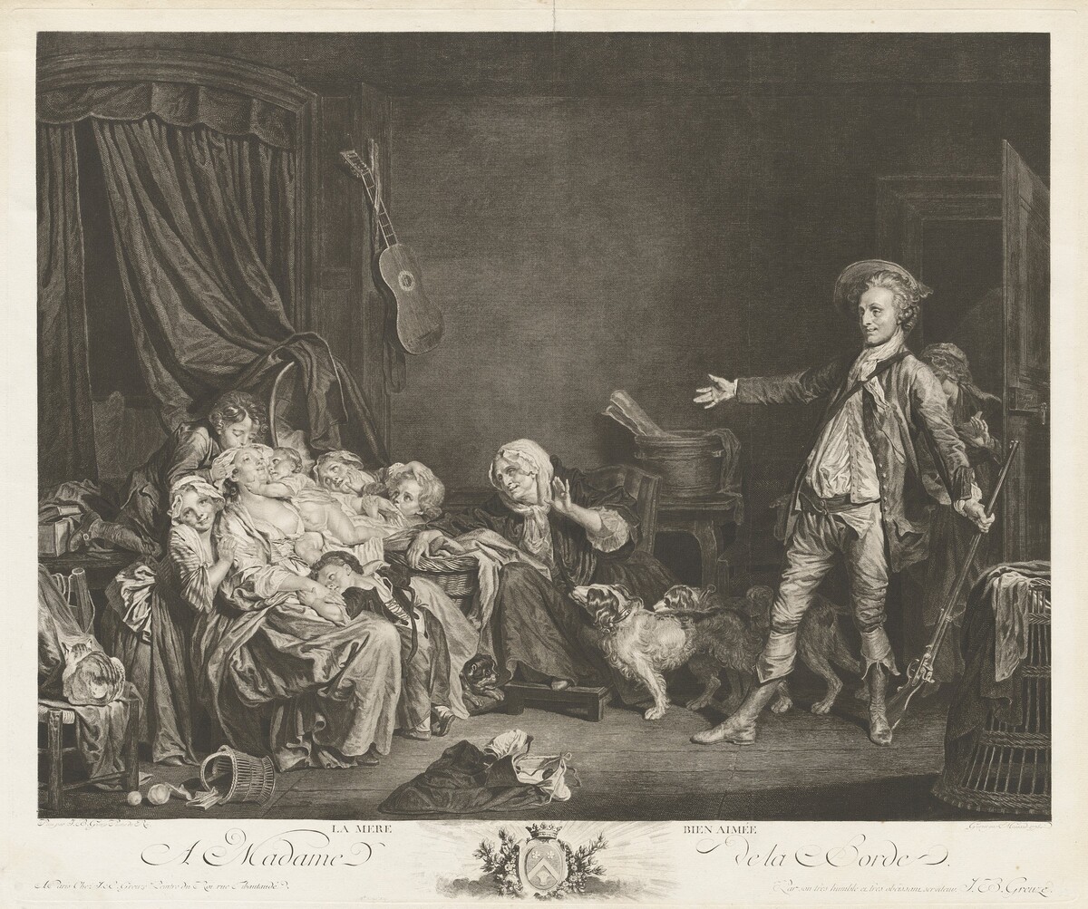 La mére bienaimée (The Well-Loved Mother) by Jean Massard (printmaker); Jean-Baptiste Greuze (after artist & publisher); Niquet (Calligrapher)