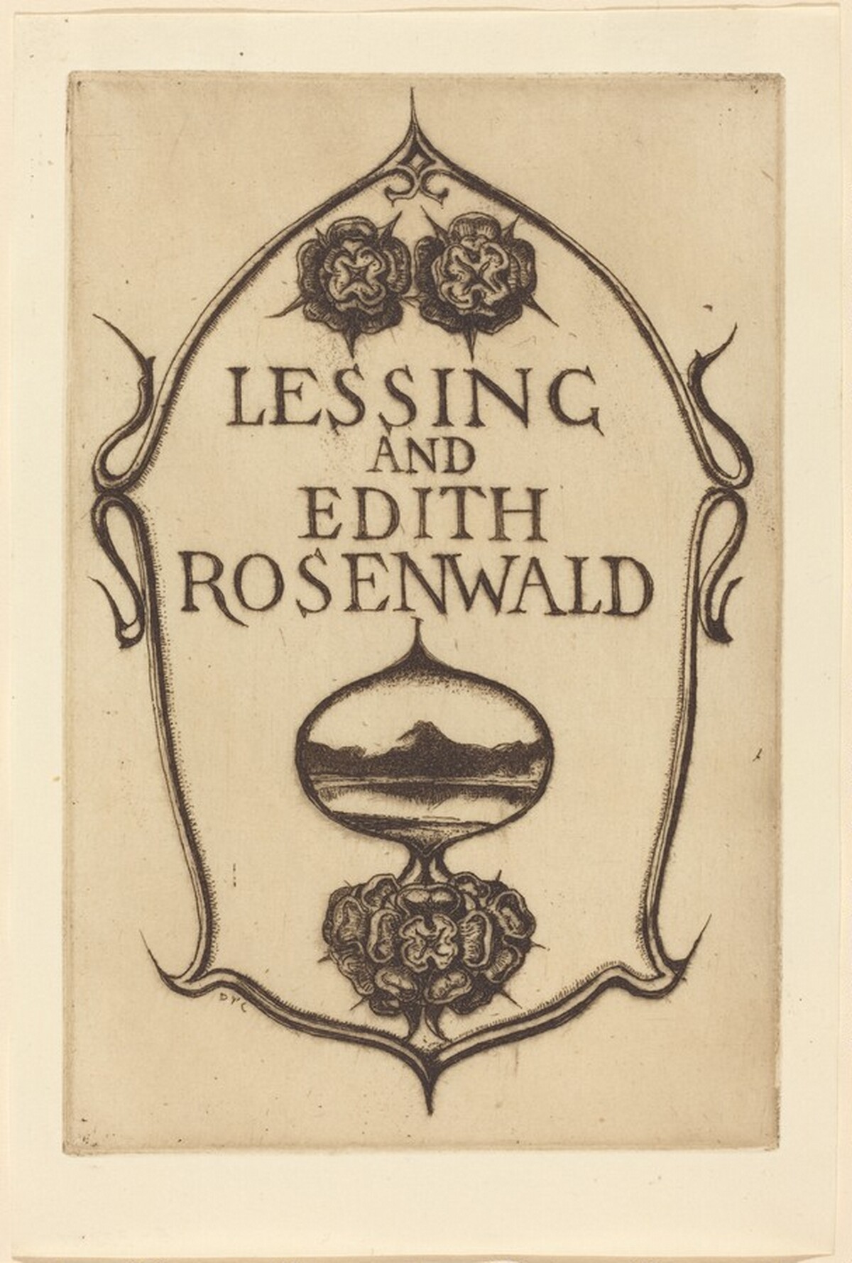 Bookplate of Lessing and Edith Rosenwald by David Young Cameron