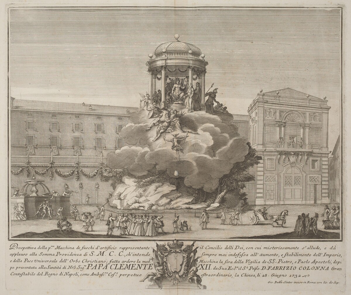 The Prima Macchina for the Chinea of 1732: The Council of the Gods by Giovanni Battista Sintes probably after Nicola Michetti (designer and architect)