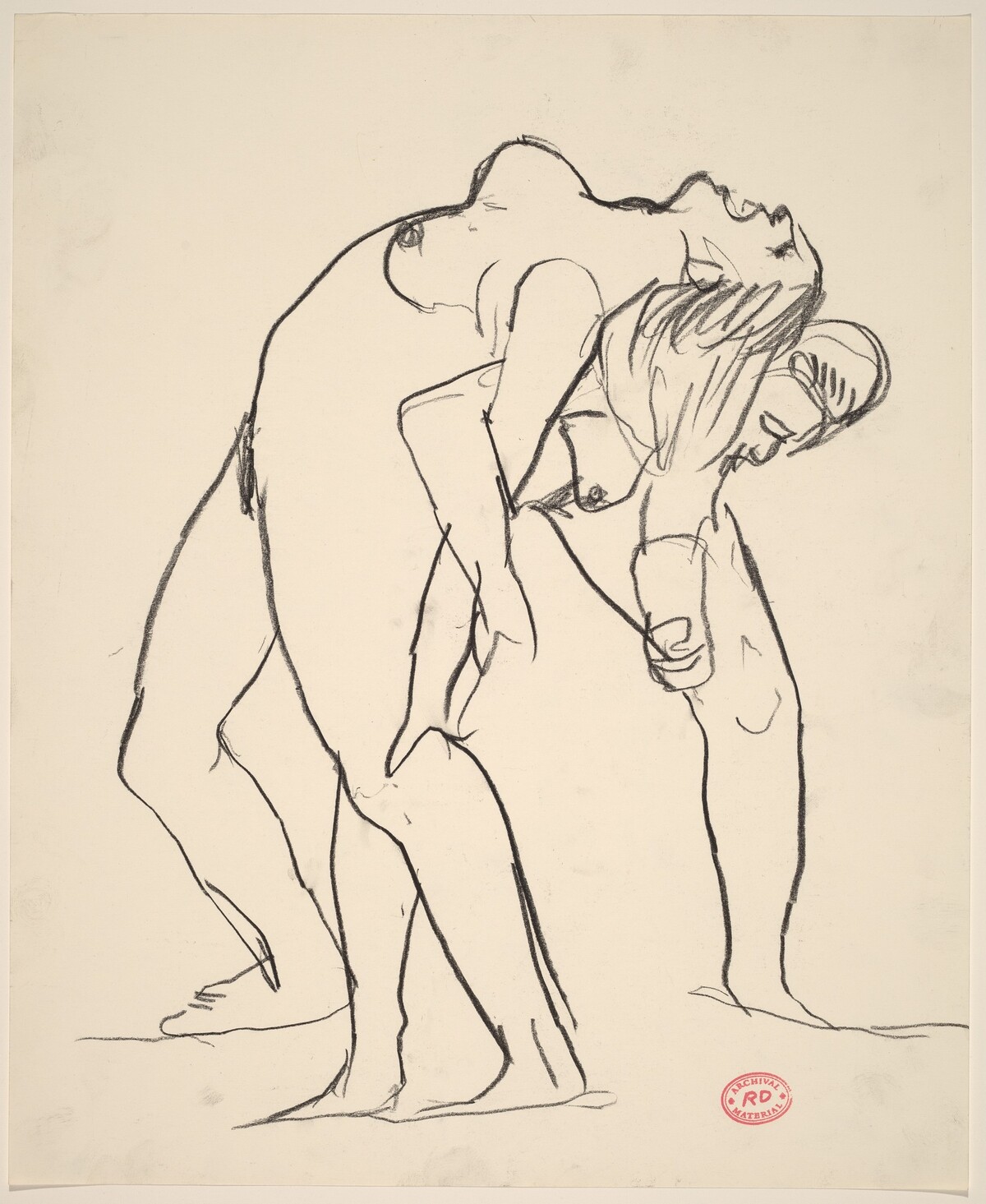 Untitled [one female nude leaning back on another female nude] by Richard Diebenkorn