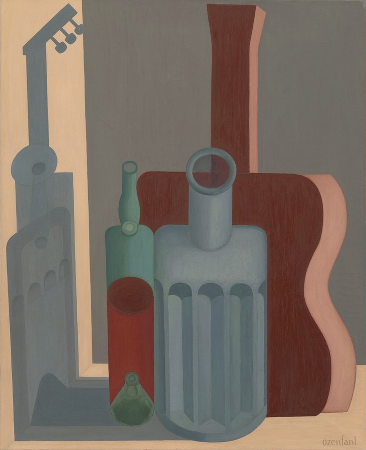 Still Life with Carafe, Bottle, and Guitar by Amédée Ozenfant