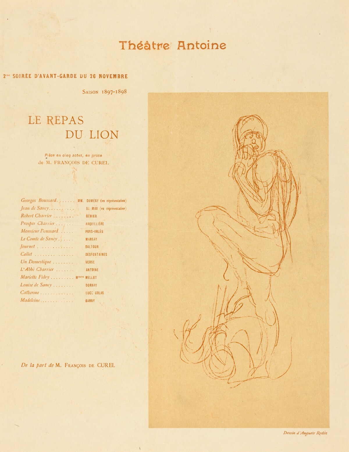 Le Repas du lion by after Auguste Rodin