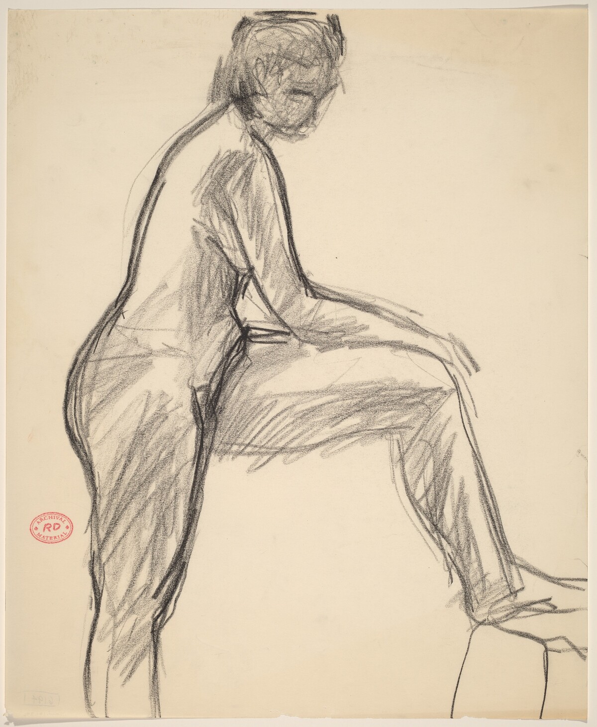 Untitled [female nude in profile with left leg raised] by Richard Diebenkorn