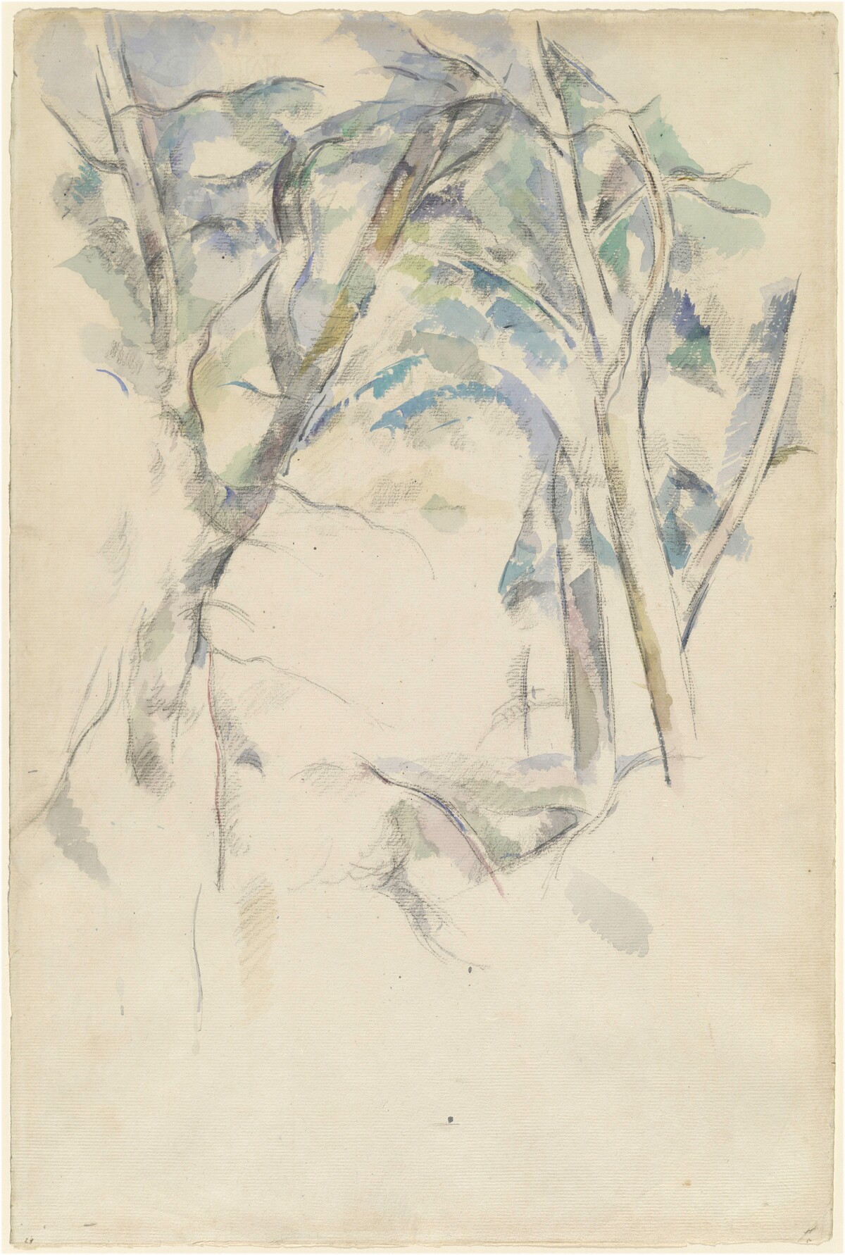 Trees Leaning over Rocks by Paul Cezanne